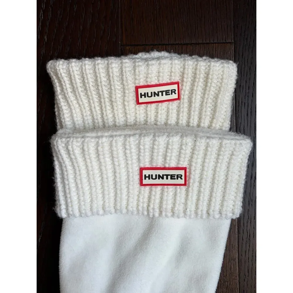 Hunter Women's Half Cardigan Stitch Boot Socks (White) - Size Large